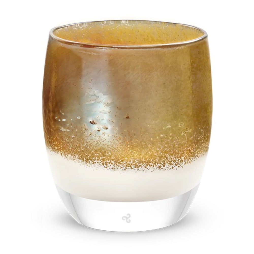 Glassybaby Grace Gold and White Blown Glass Candle Holder